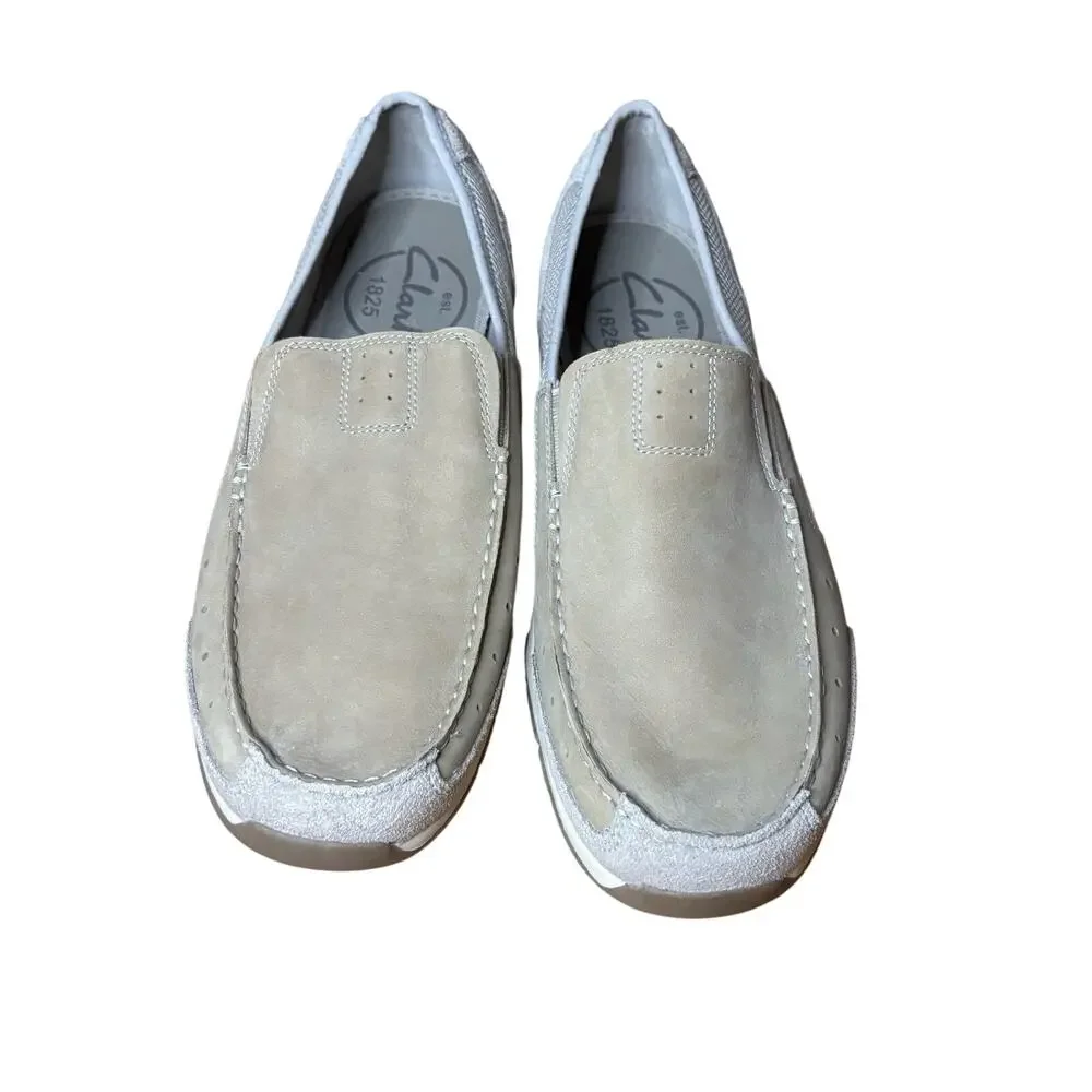 Clarks Armada Mens 11 M Beige Leather Casual Loafers Slip On Shoes Comfort